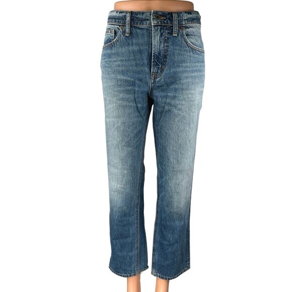 Vince Women's Blue High Waist Distressed Flared Bootcut Denim Jeans Pants Sz 28 - Picture 1 of 5